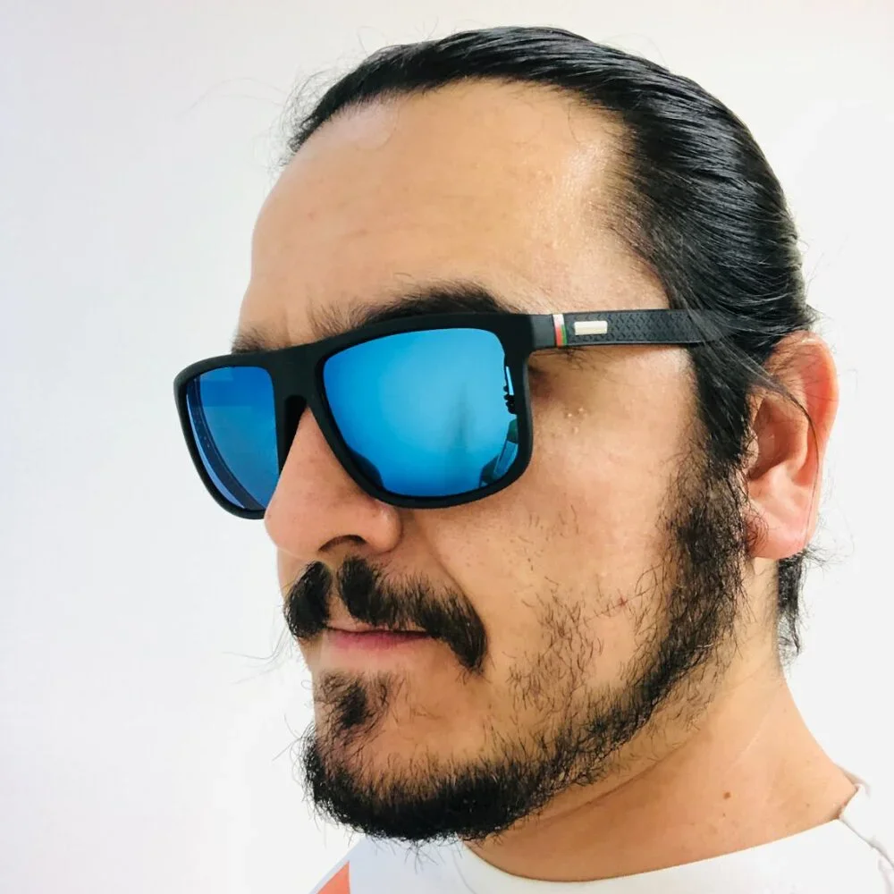 Polarized Men Sunglasses Blue Mirror Lens Wrap‎ Around Driving Running Fishing